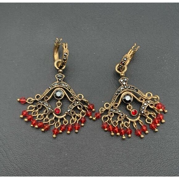 Vintage Monet 2 In 1 Chandelier Or Hoops Pierced Earrings - Picture 2 of 6